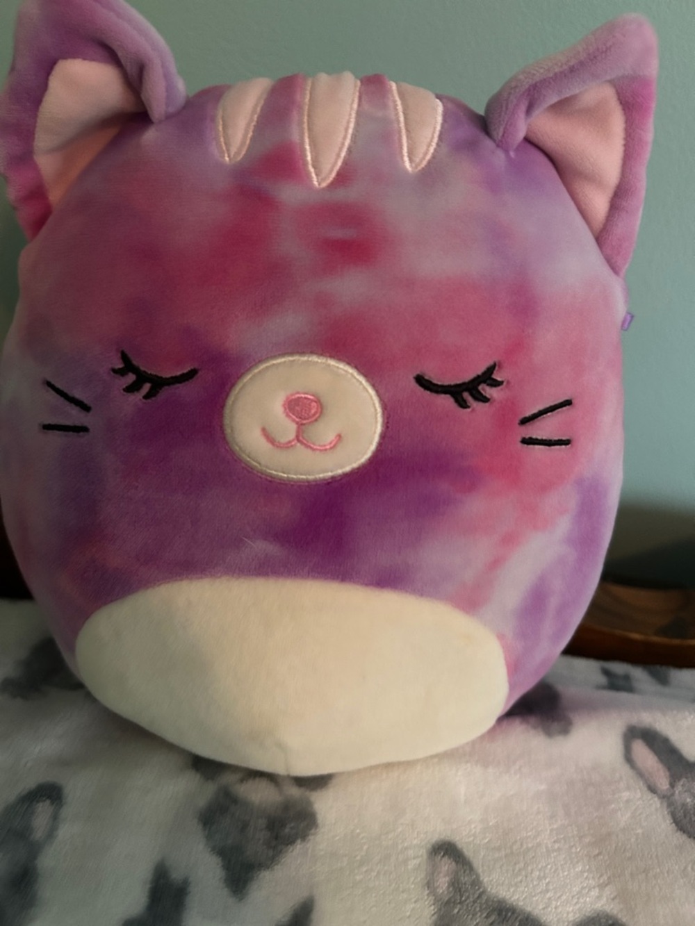 Squishmallows Purple and Pink Cat Plush Pillow